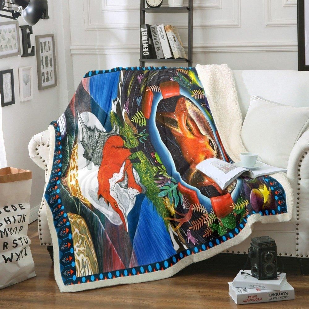 Fox Sherpa Fleece Blanket