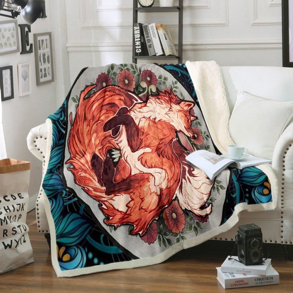 Fox Sherpa Fleece Blanket
