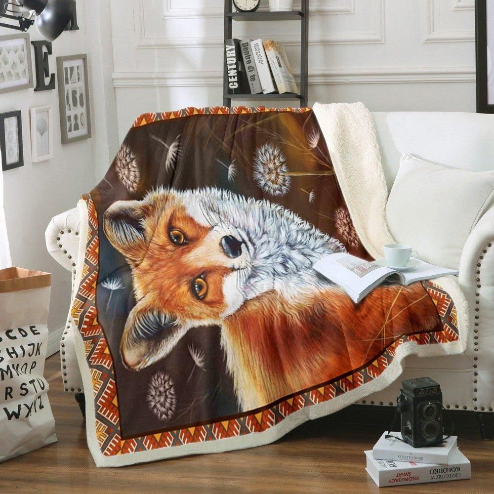 Fox Sherpa Fleece Blanket