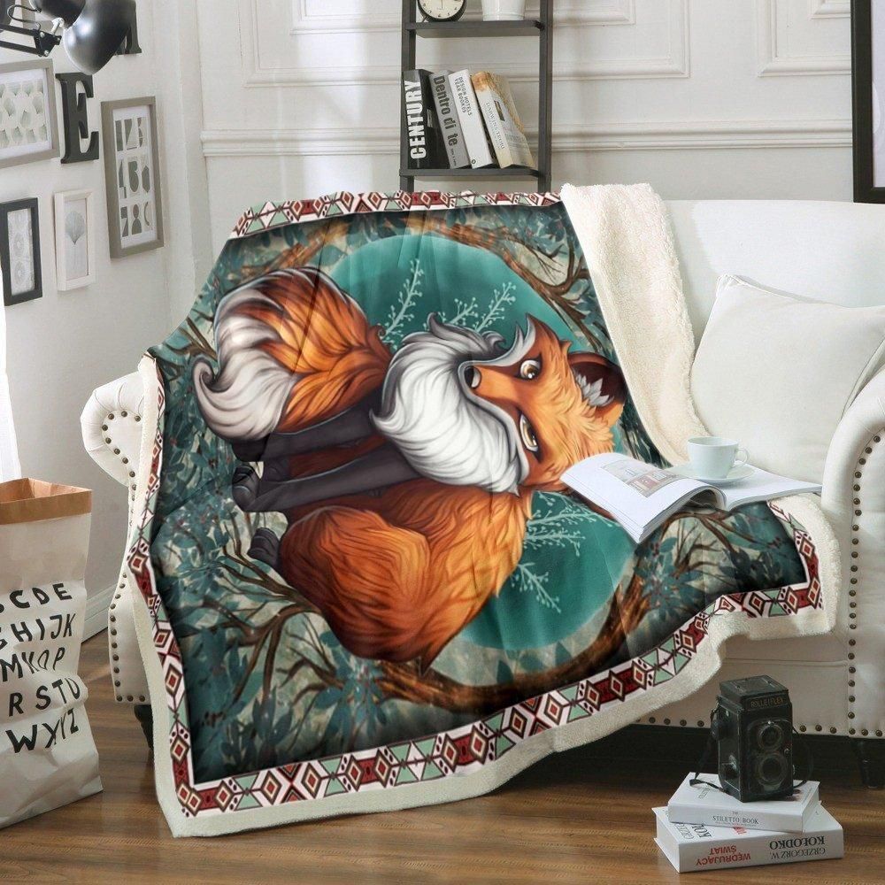 Fox Sherpa Fleece Blanket