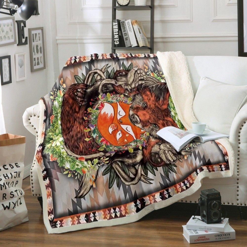 Fox Sherpa Fleece Blanket
