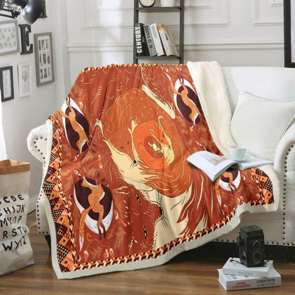 Fox Sherpa Fleece Blanket