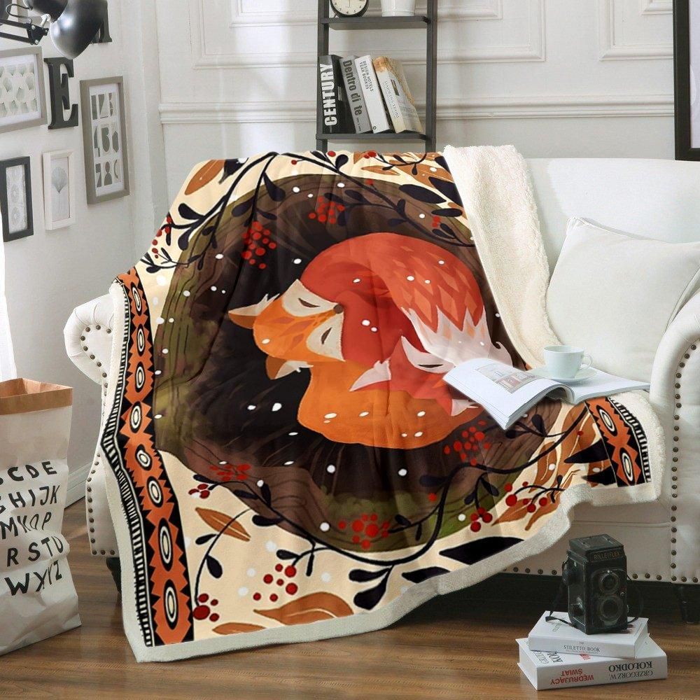 Fox Sherpa Fleece Blanket