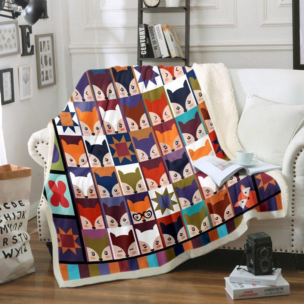 Fox Sherpa Fleece Blanket