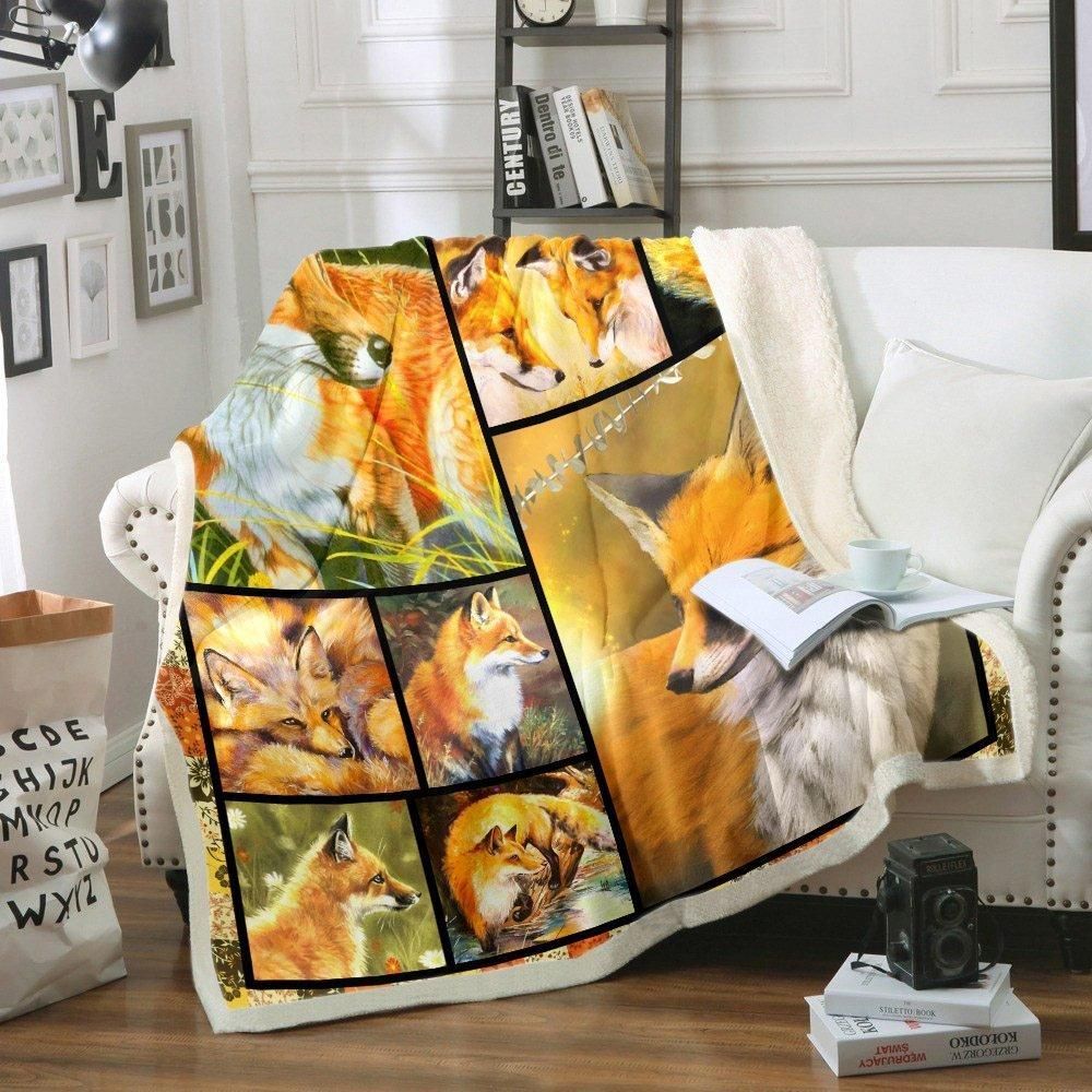 Fox Sherpa Fleece Blanket