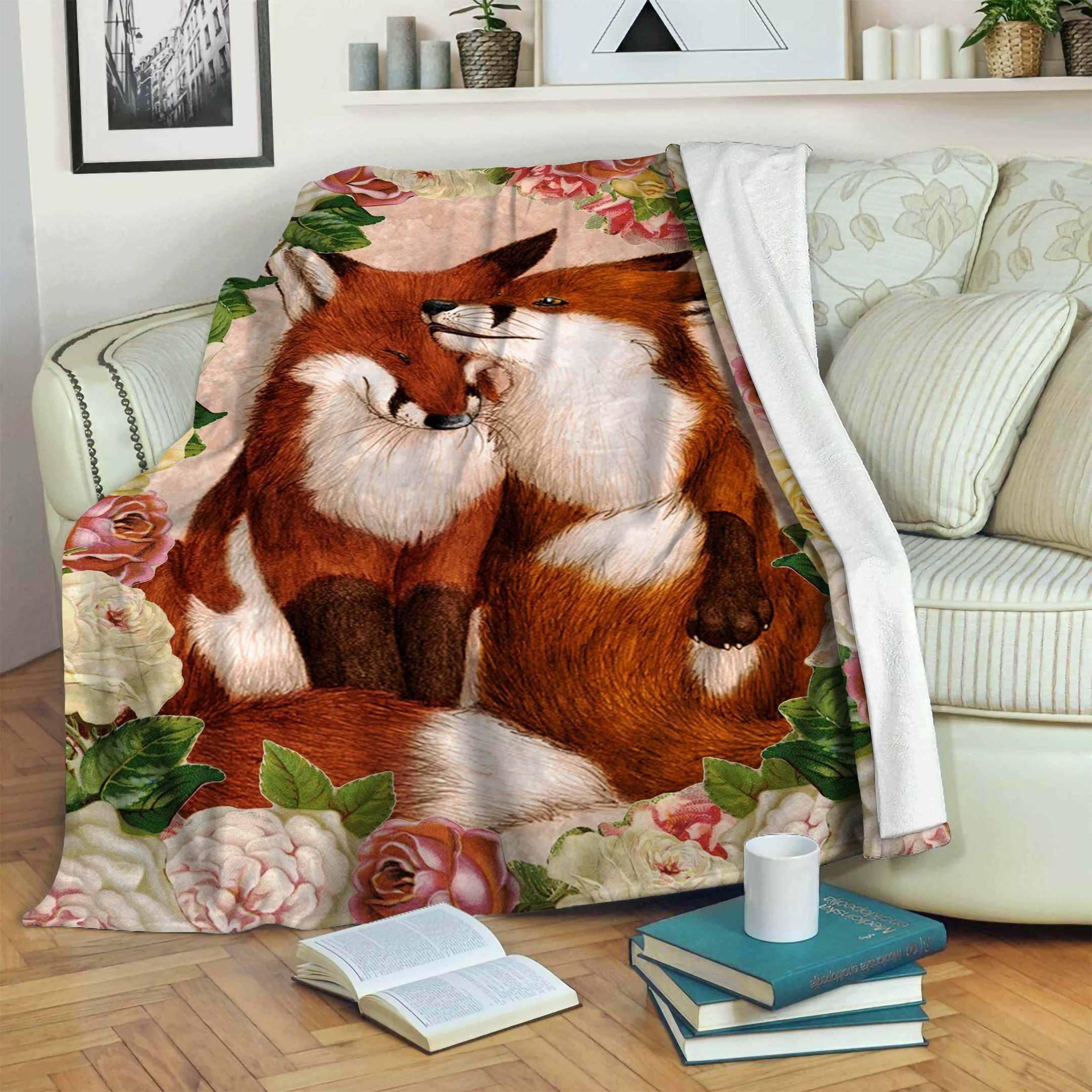 Fox Sherpa Fleece Blanket