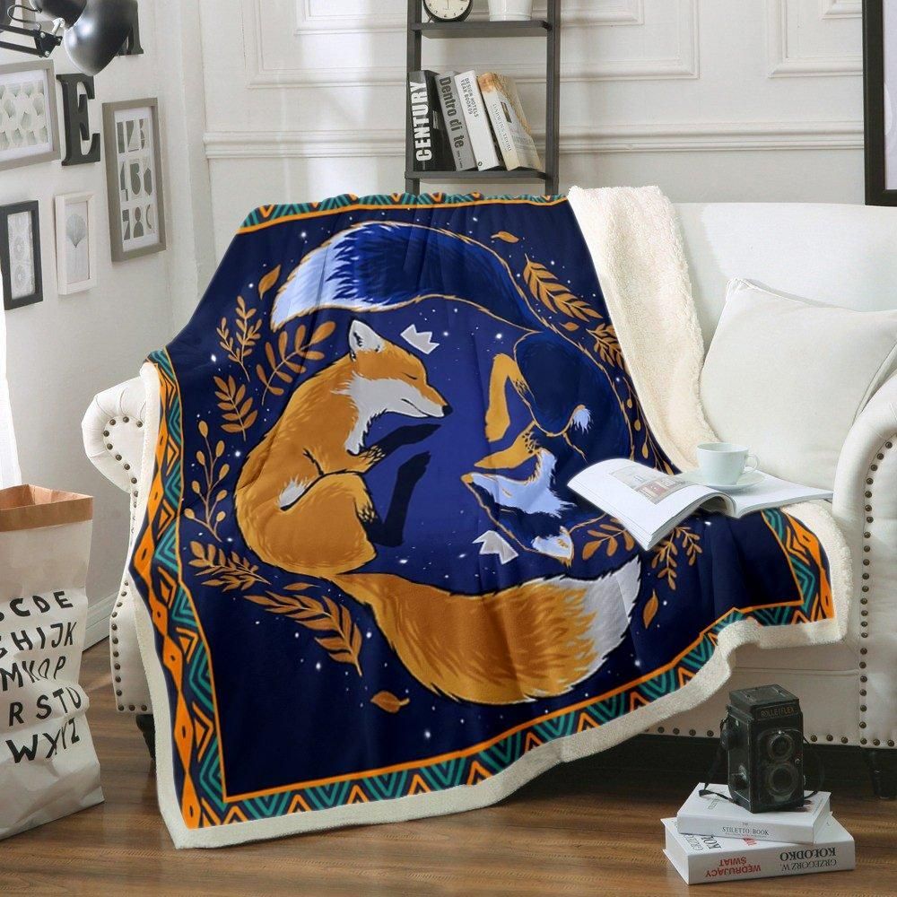 Fox Sherpa Fleece Blanket