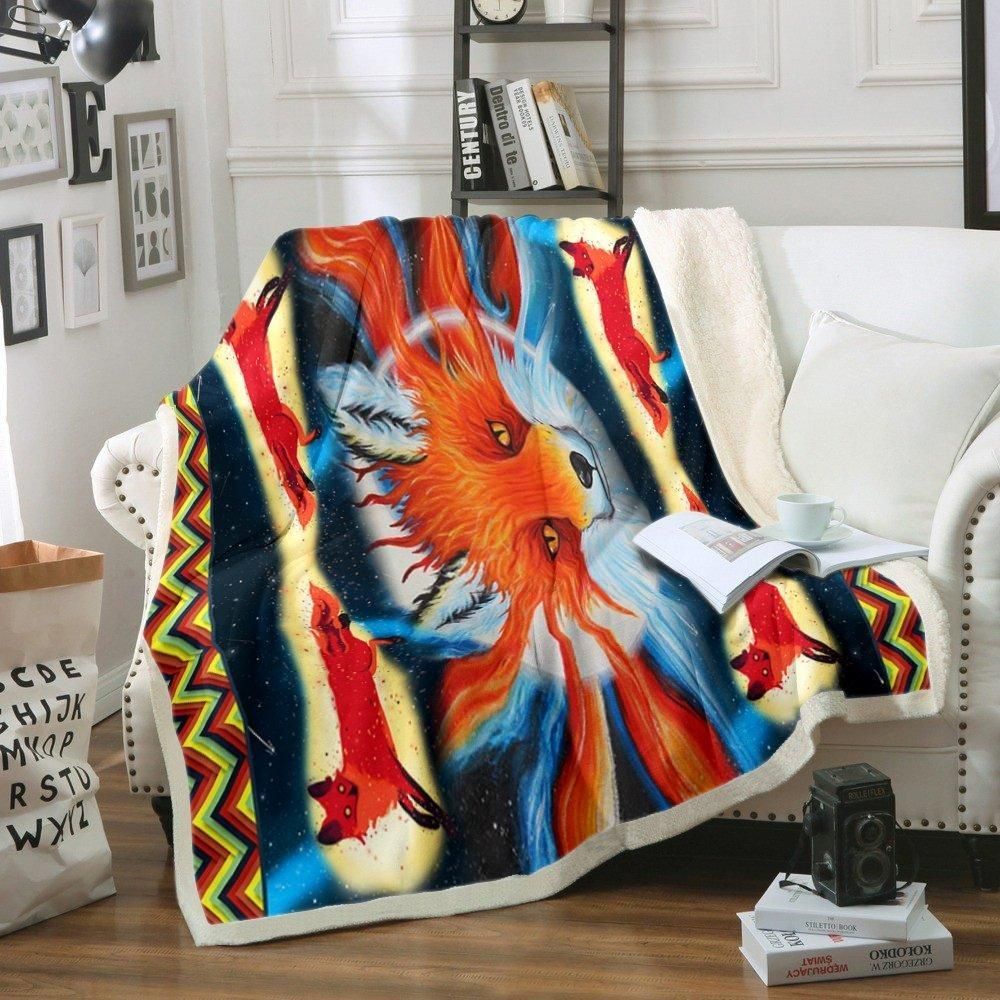 Fox Sherpa Fleece Blanket