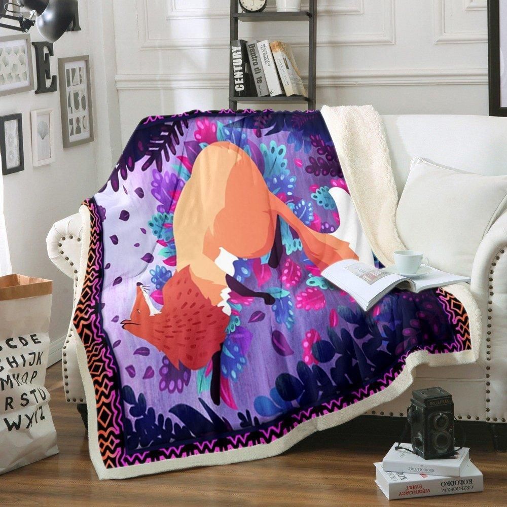 Fox Sherpa Fleece Blanket