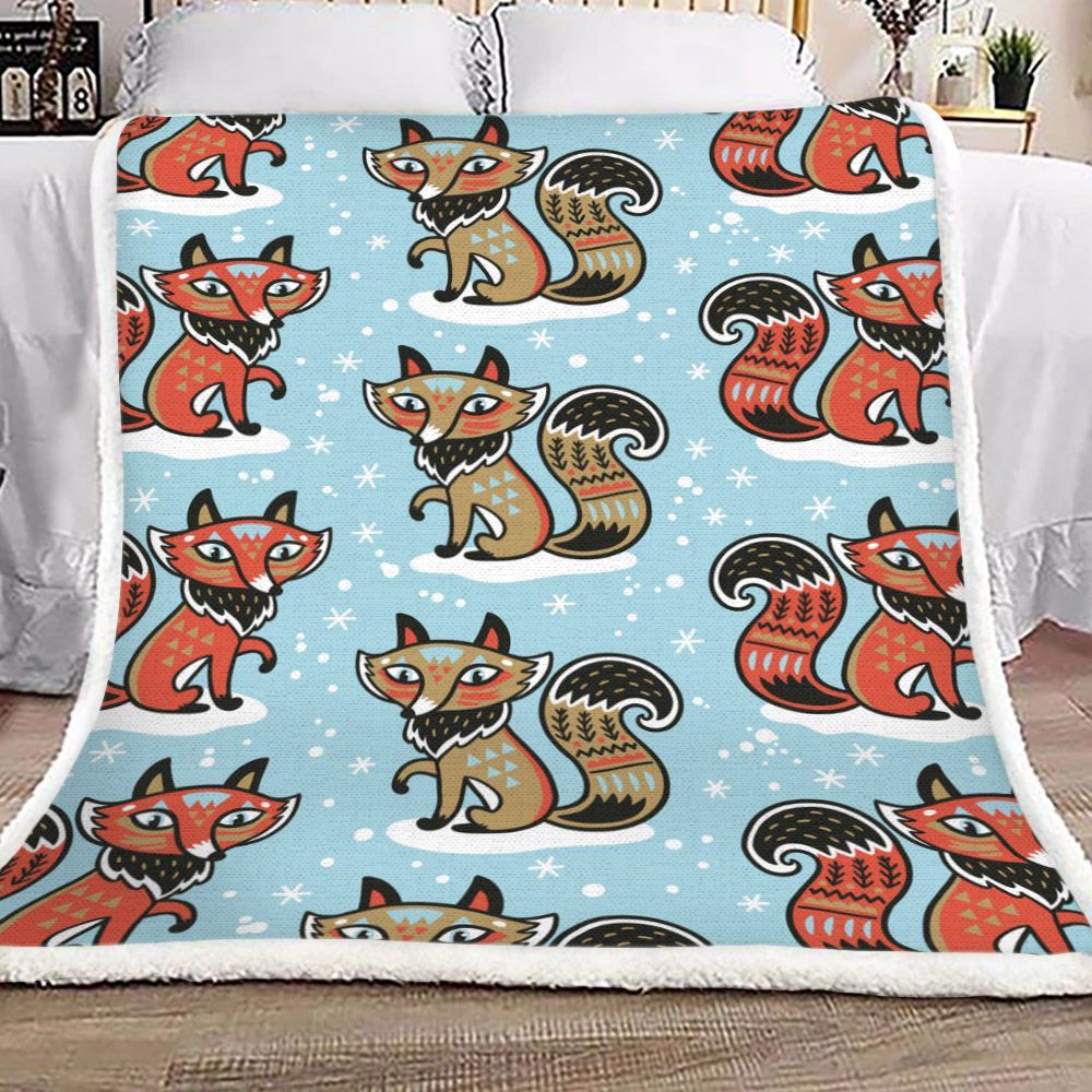 Fox Sherpa Fleece Blanket