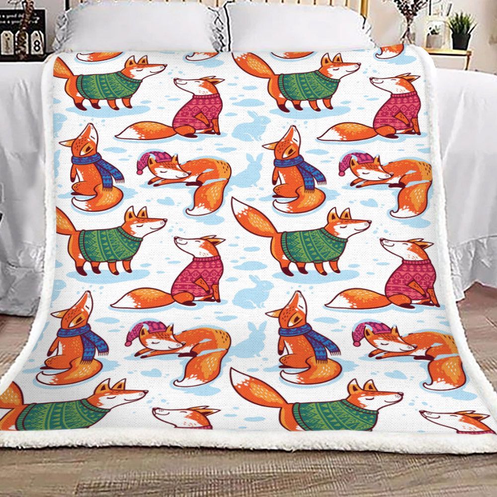 Fox Sherpa Fleece Blanket