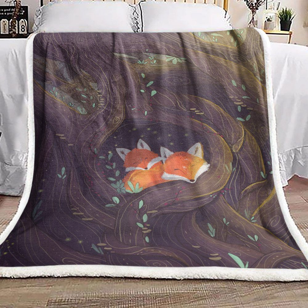 Fox Sherpa Fleece Blanket