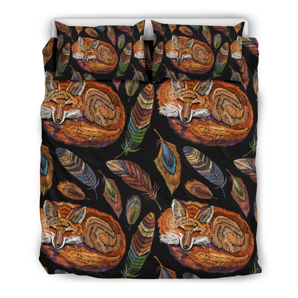 Fox Feather Pattern Print Fox Feather Cool Design Comfortable Bedding Set