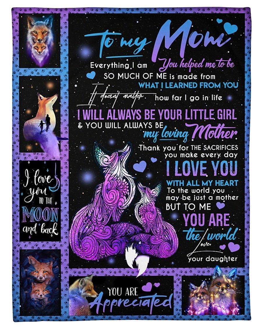 Fox Fleece Blanket Gift For Mom Love You To The Moon And Back