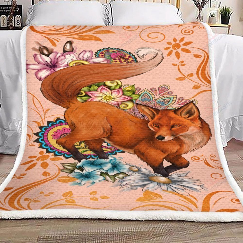 Fox Flower Fleece Blanket