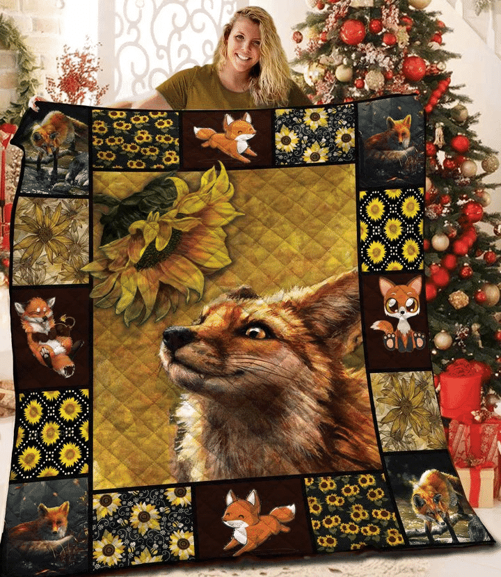 Fox Fox And Sunflowers Quilt Blanket Dhc04011597Dd