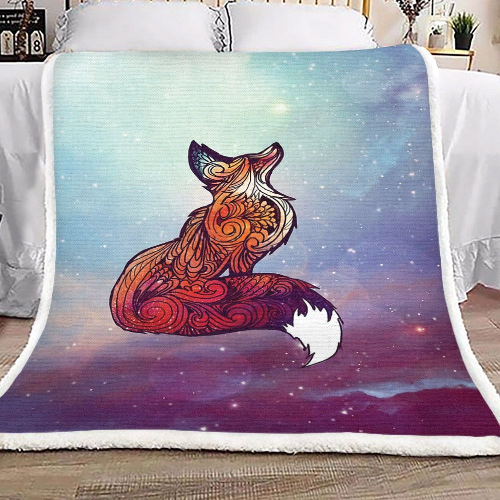 Fox Galaxy Sherpa Fleece Blanket