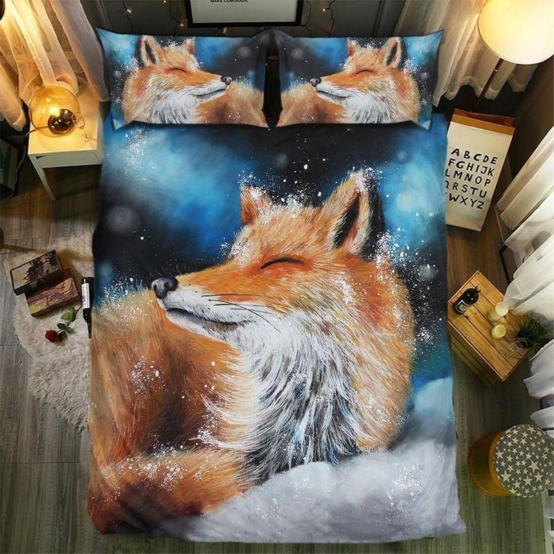 Fox Galaxy Snow Printed Bedding Set