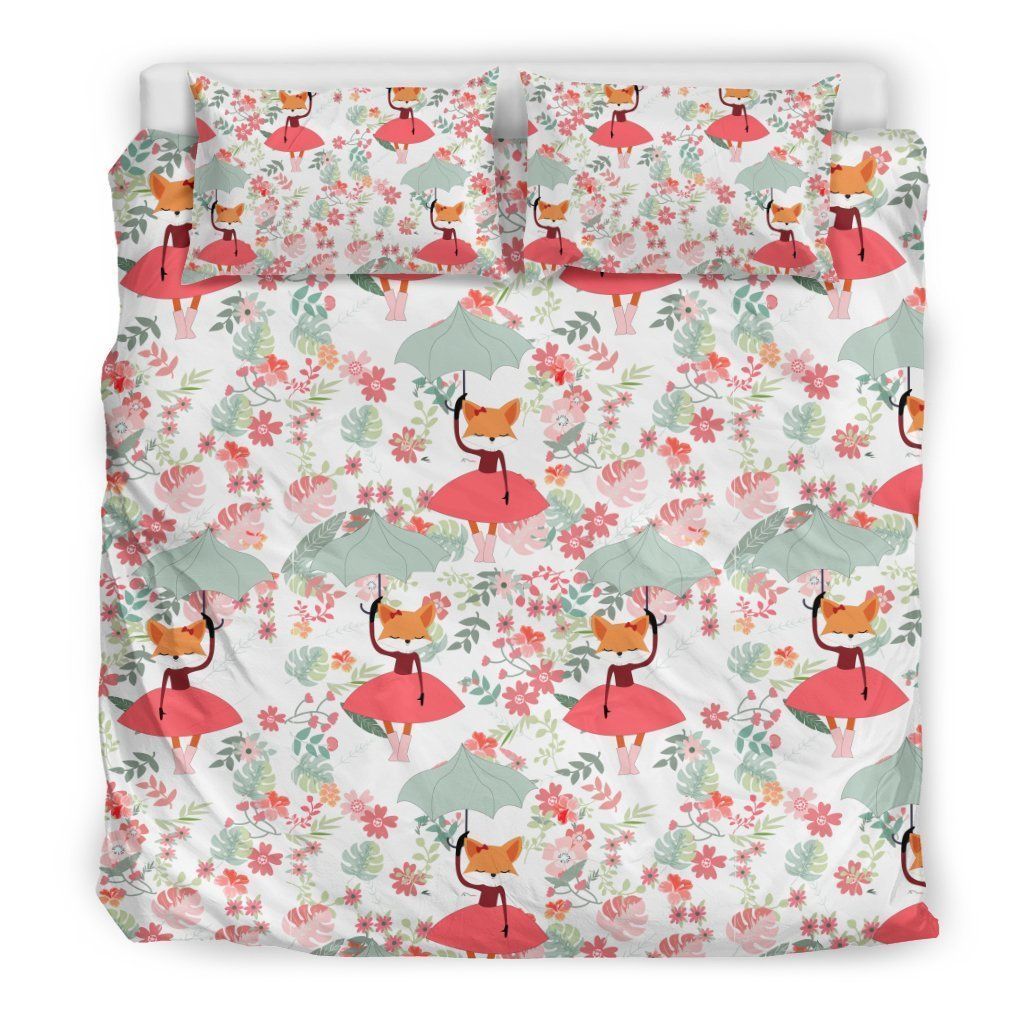 Fox Girl Flower Bedding Set