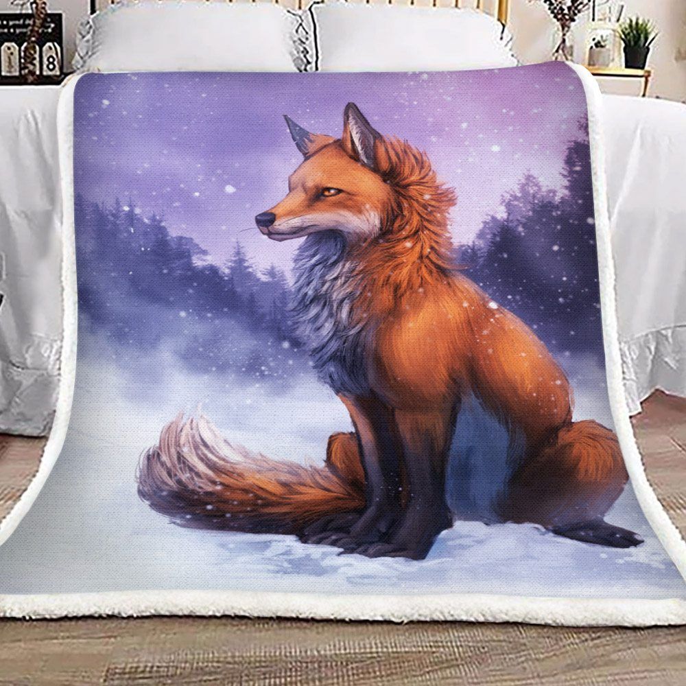 Fox Sherpa Fleece Blanket