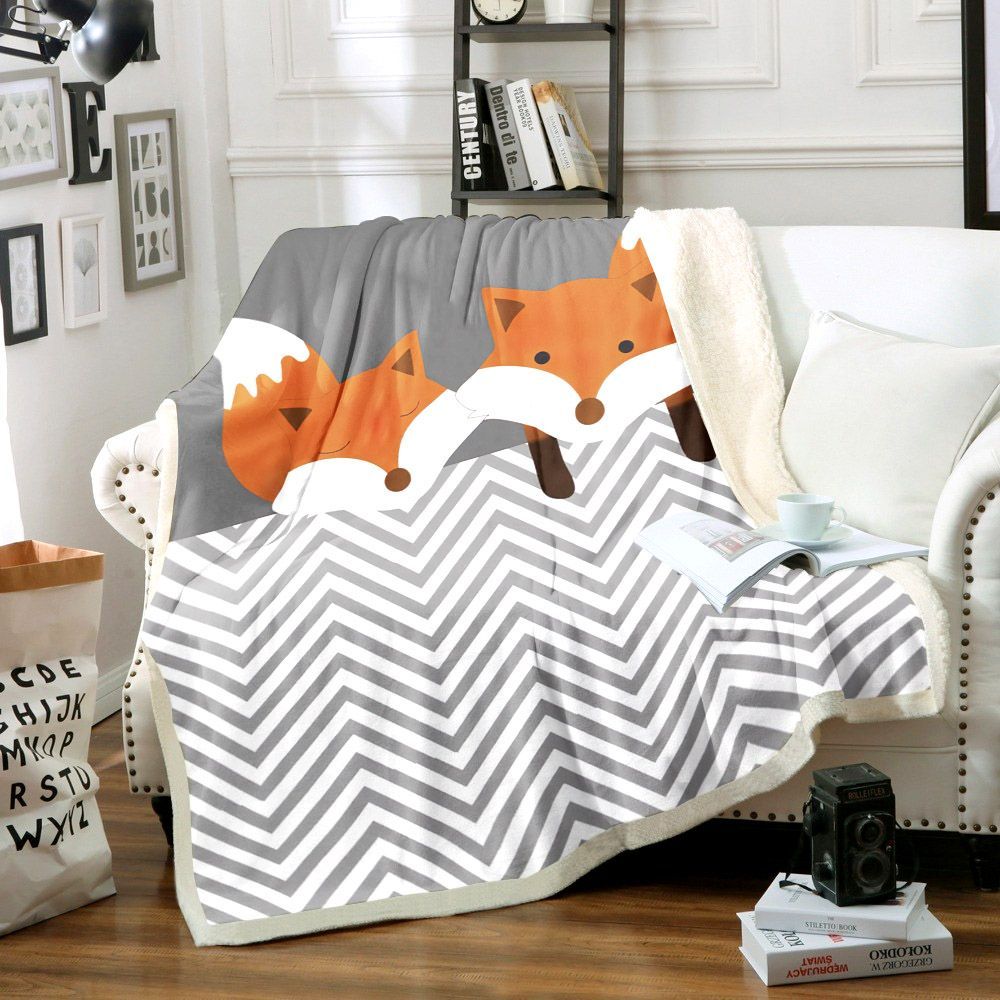 Fox Sherpa Fleece Blanket