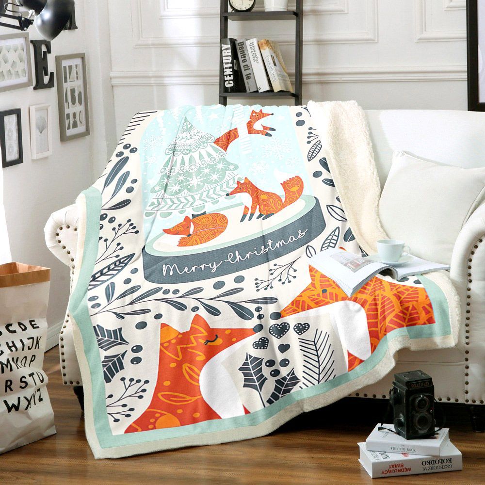 Fox Sherpa Fleece Blanket