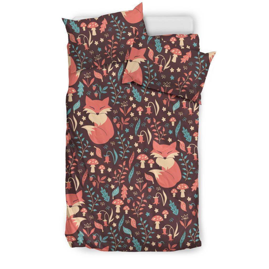 fox leaves mushroom pattern Bedding Set