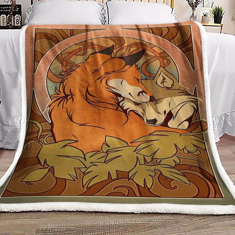 Fox Love Sherpa Fleece Blanket