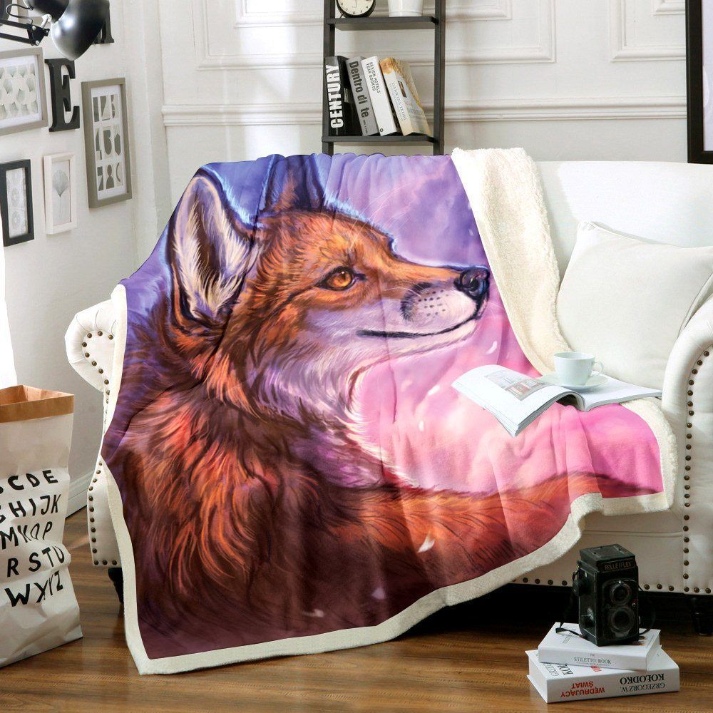 Fox Love Sherpa Fleece Blanket