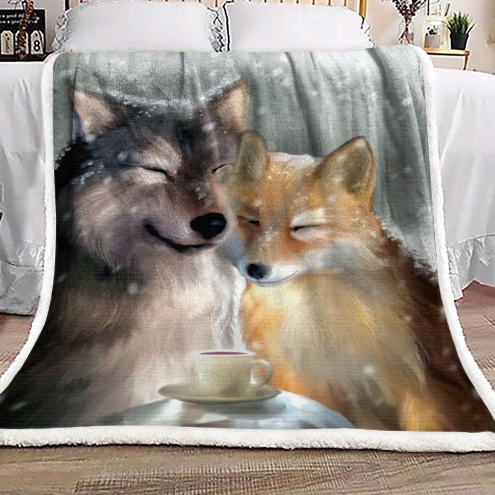Fox Sherpa Fleece Blanket