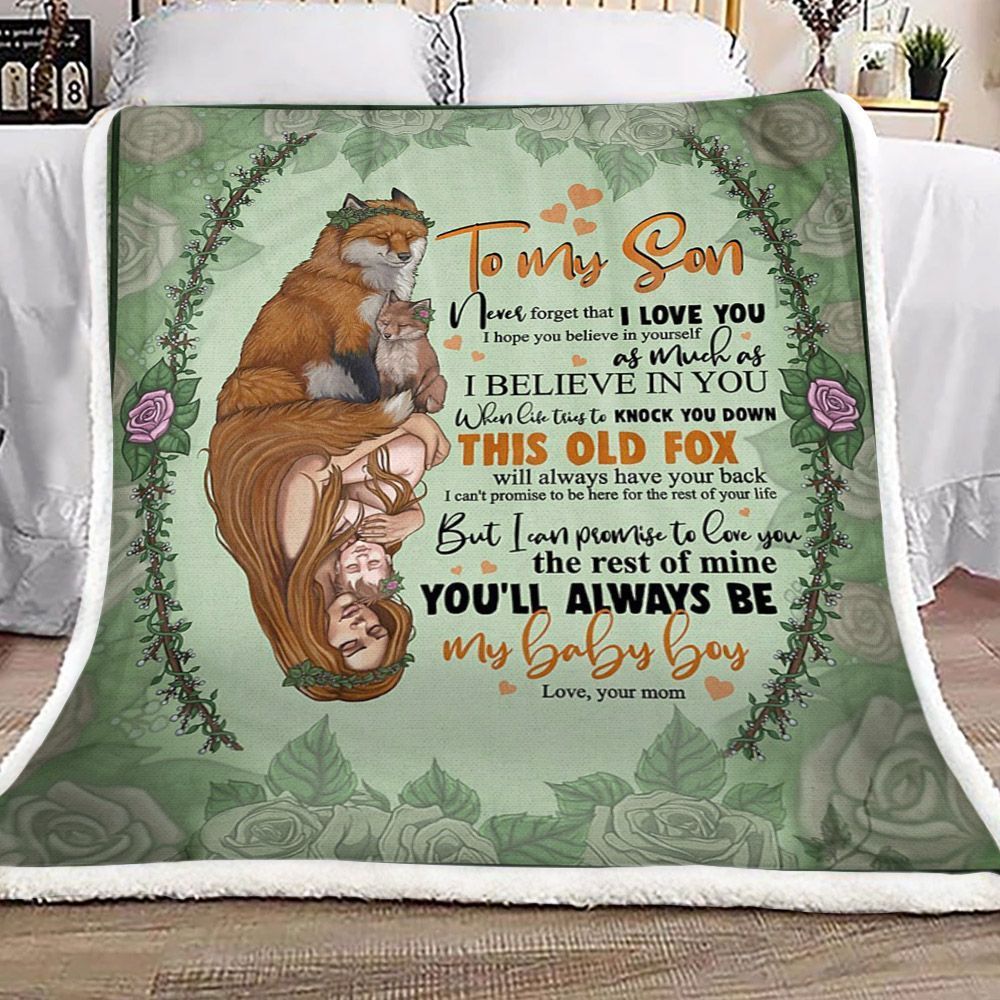 Fox Mom To Son Sherpa Fleece Blanket