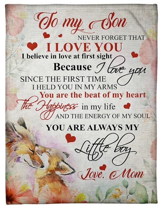 Fox My Son You Are Always My Little Boy Sherpa Fleece Blanket