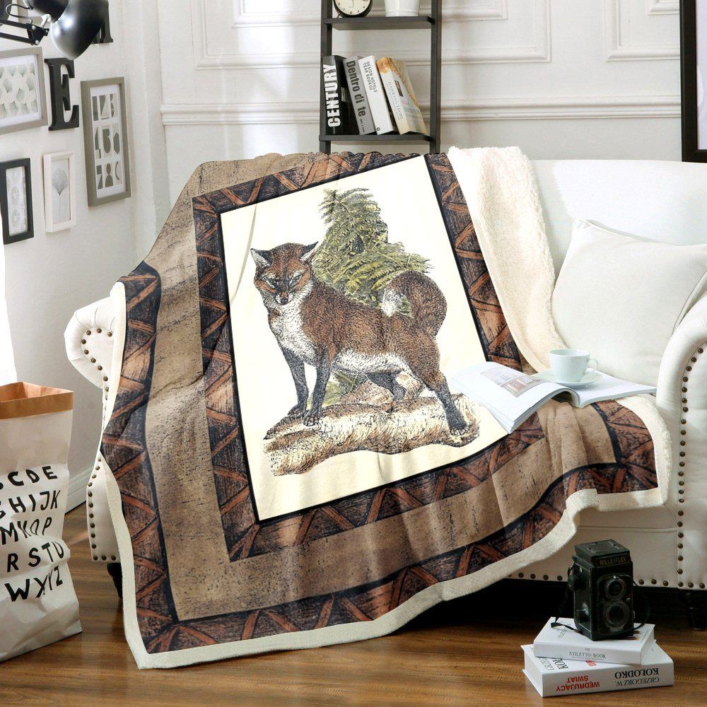 Fox Sherpa Fleece Blanket