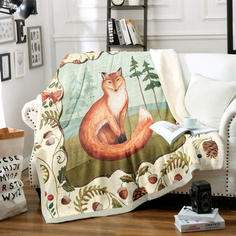 Fox Sherpa Fleece Blanket