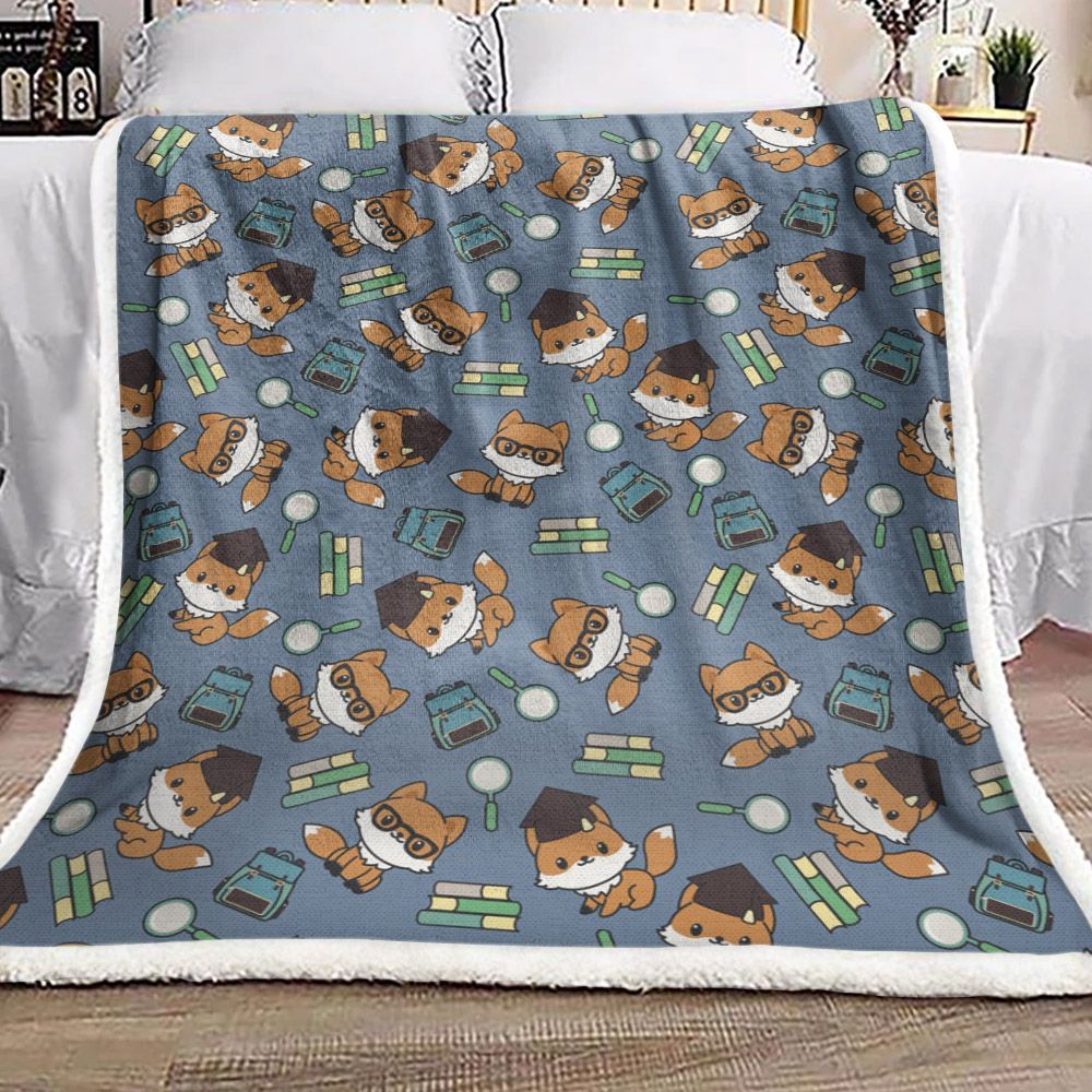 Fox Sherpa Fleece Blanket