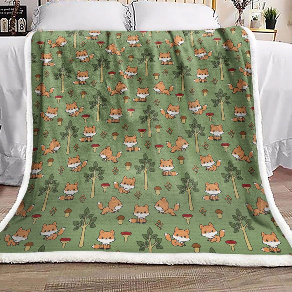 Fox Sherpa Fleece Blanket