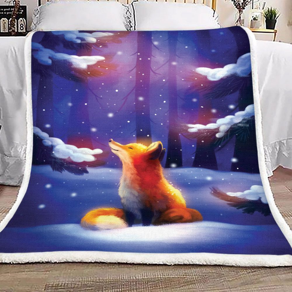 Fox Sherpa Fleece Blanket