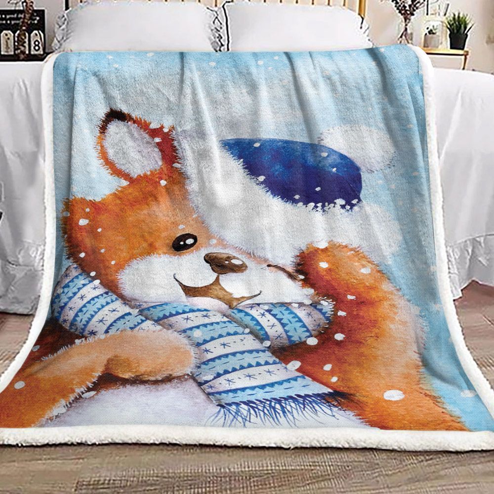 Fox Sherpa Fleece Blanket