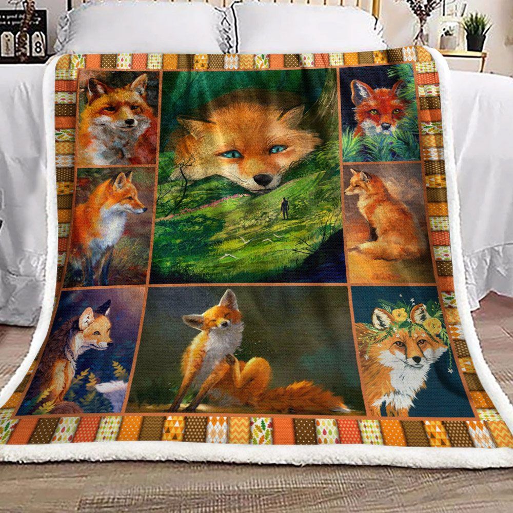 Fox Sherpa Fleece Blanket