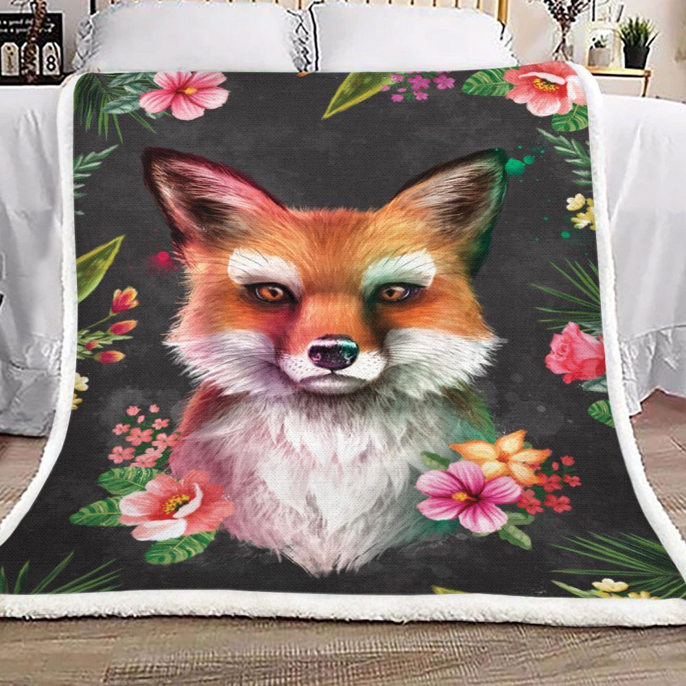 Fox Of Spring Sherpa Fleece Blanket