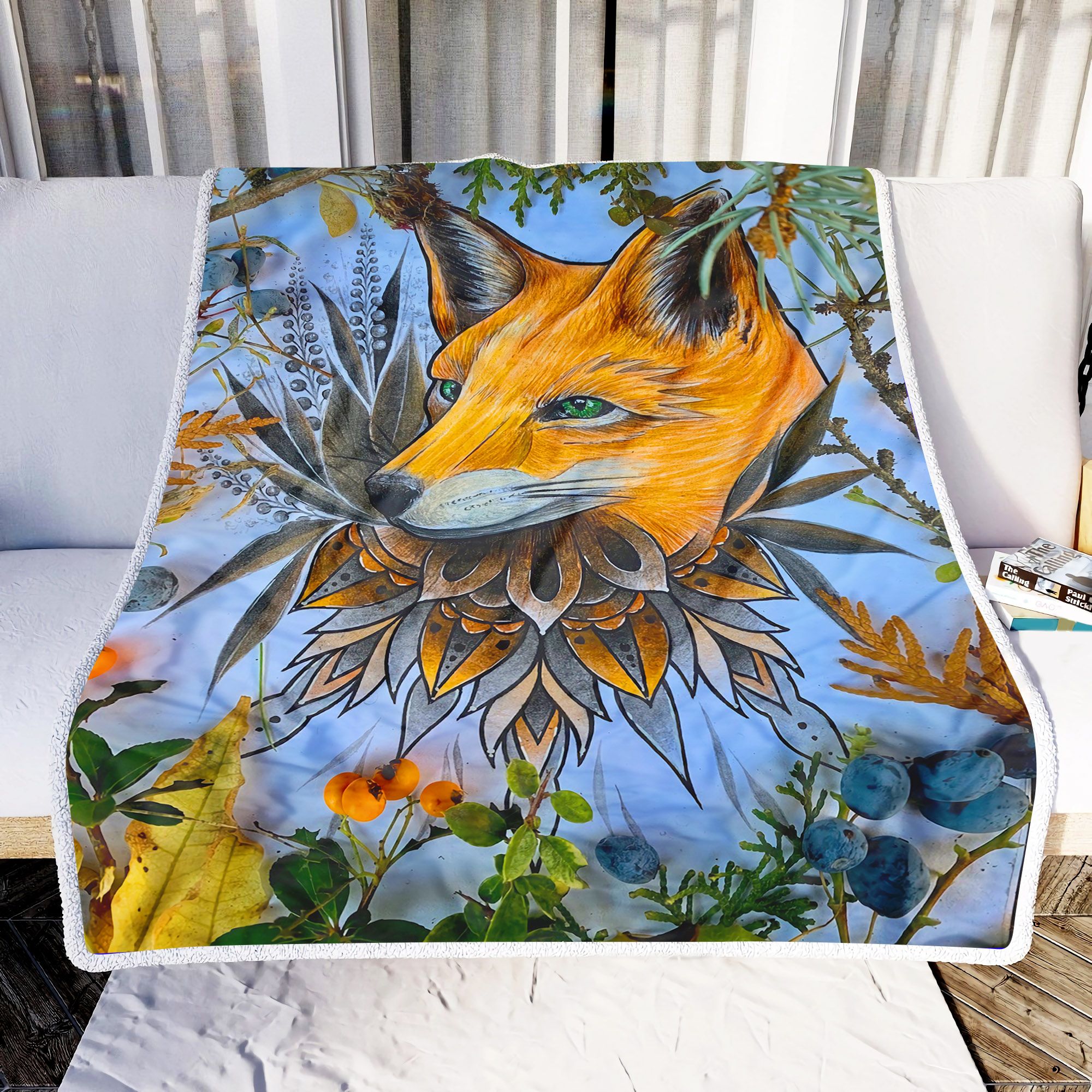 Fox Painting Fleece Blanket