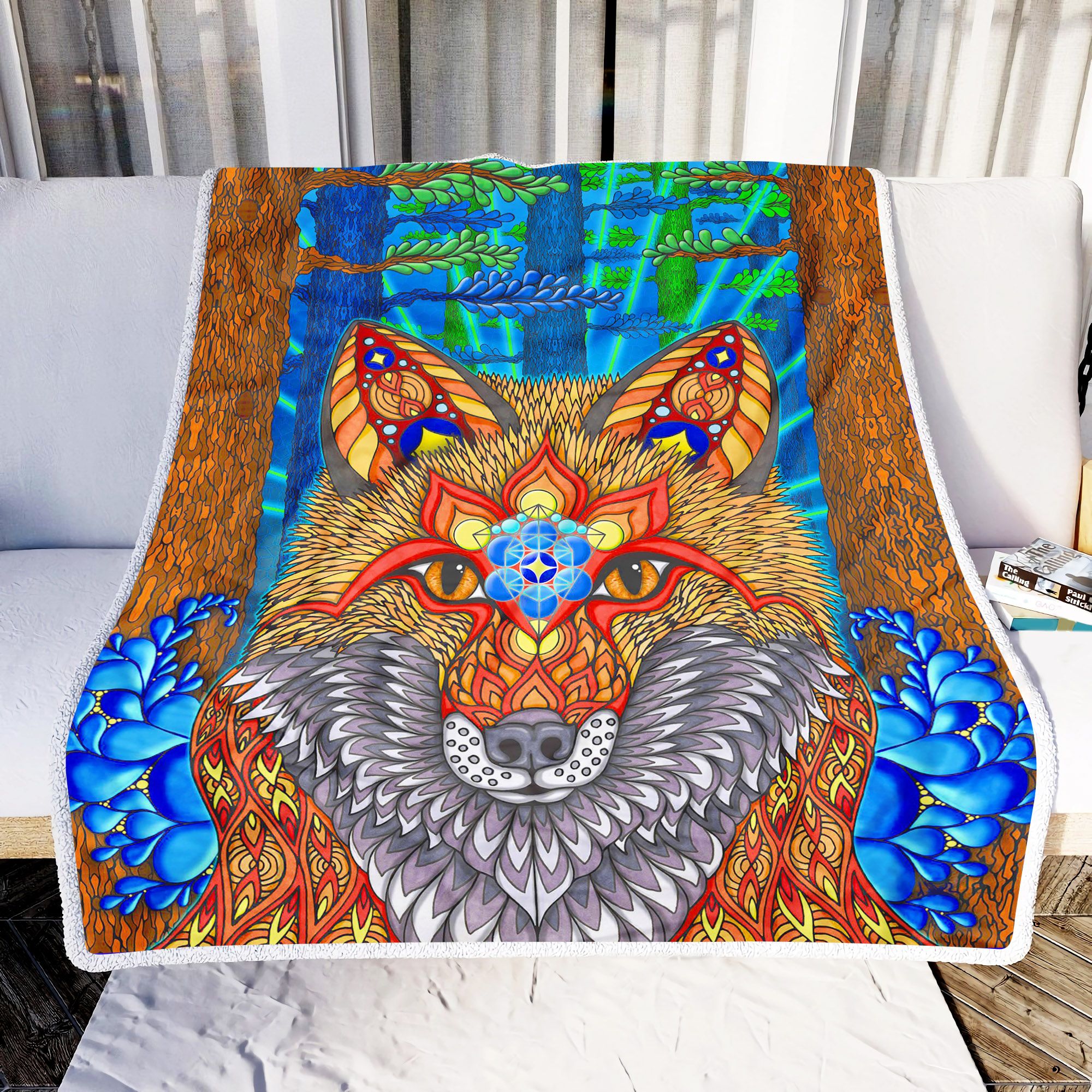 Fox Painting Fleece Blanket