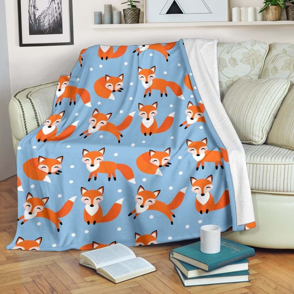 Fox Snow Sherpa Fleece Blanket