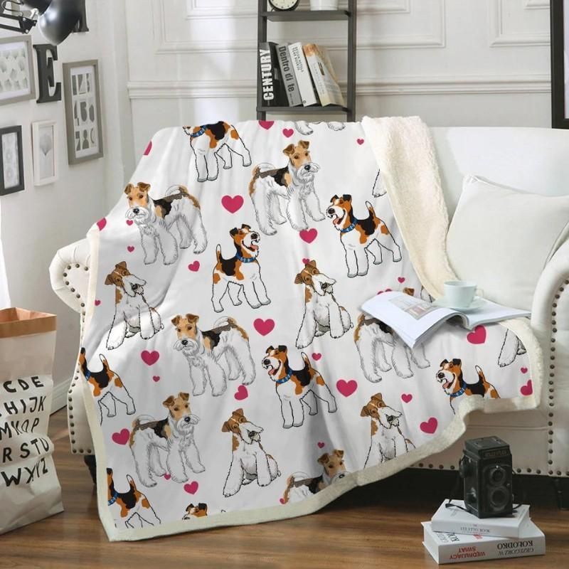 Fox Terrier Sherpa Fleece Blanket