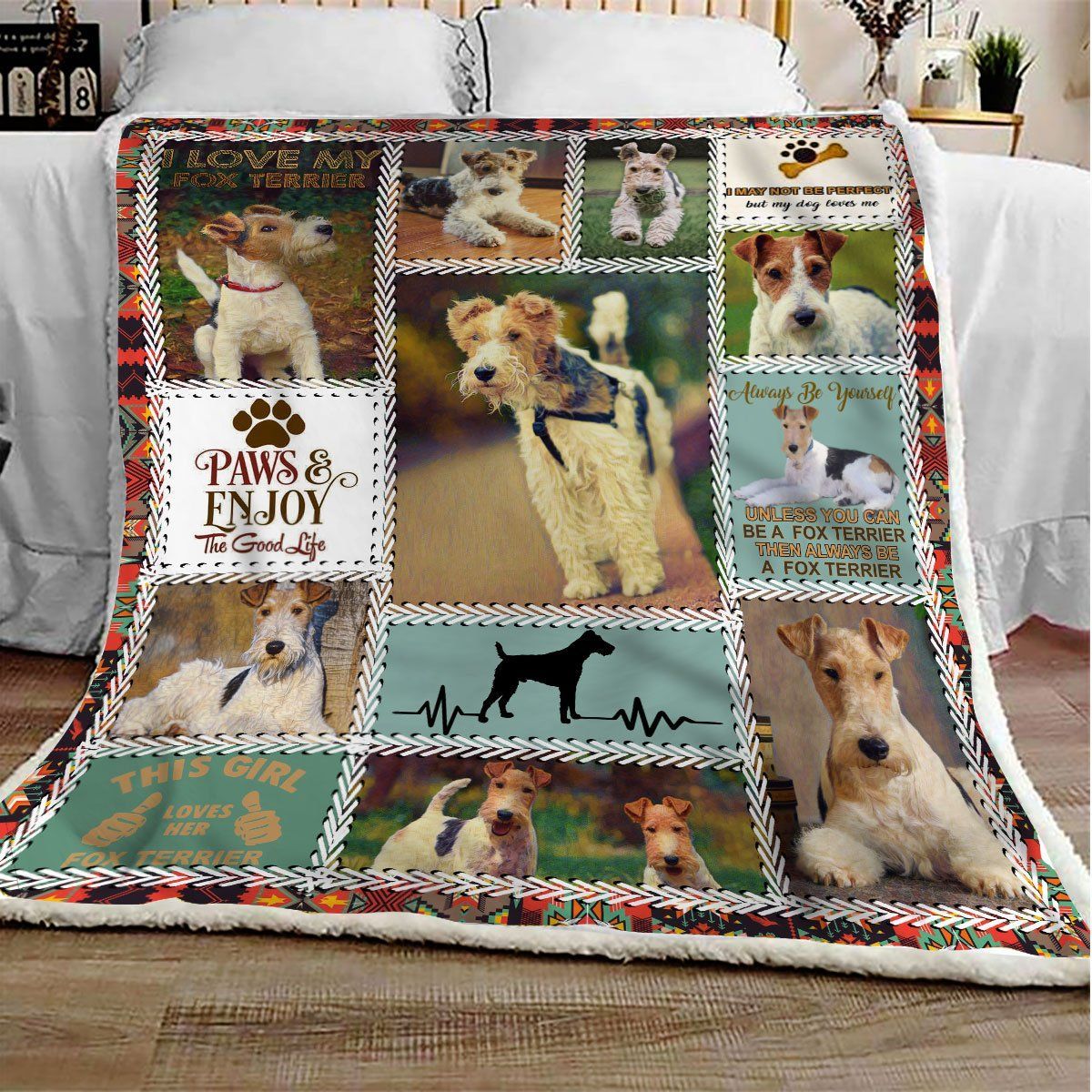 Fox Terrier Sherpa Fleece Blanket