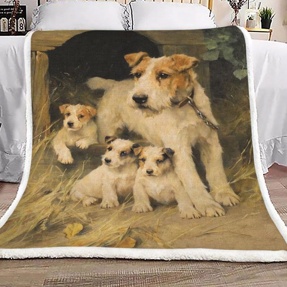 Fox Terrier Family Sherpa Fleece Blanket
