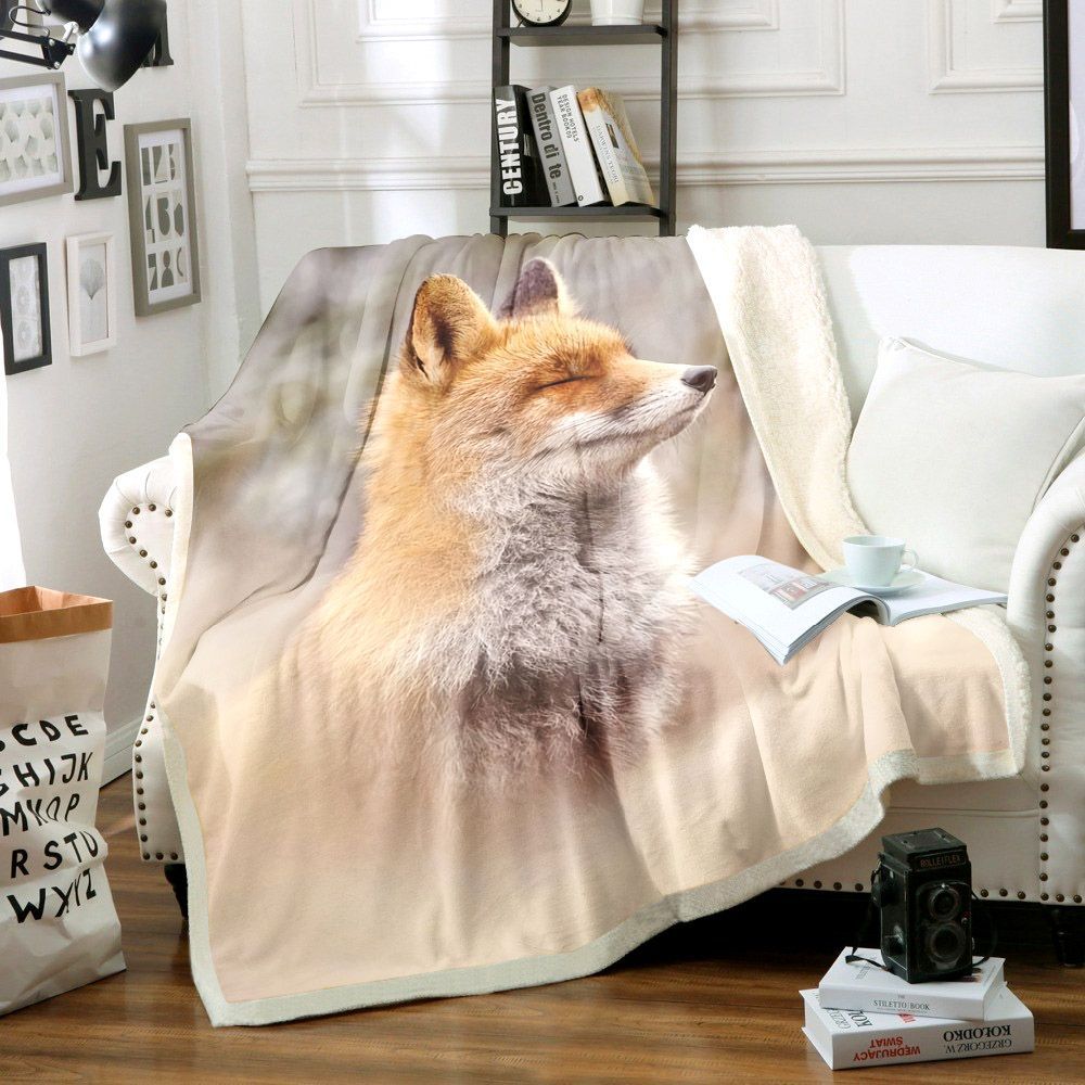 Fox Sherpa Fleece Blanket