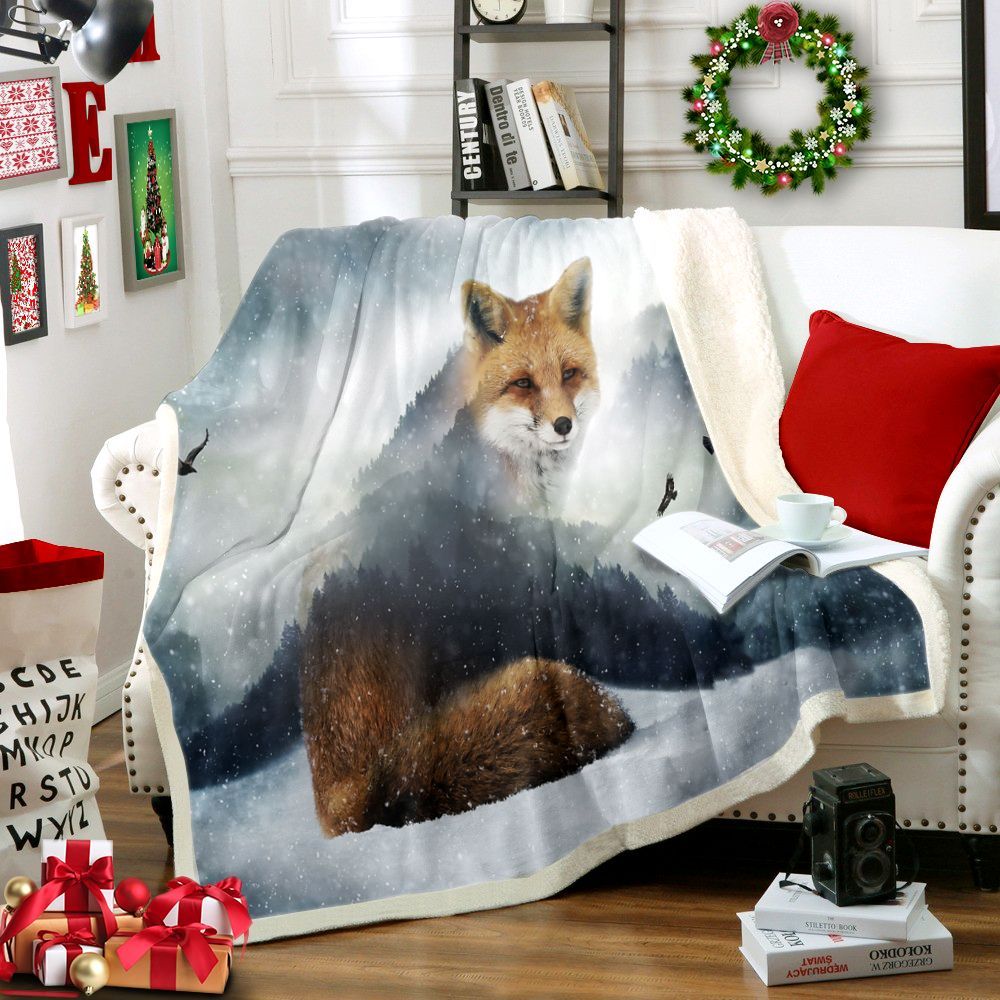 Fox Sherpa Fleece Blanket