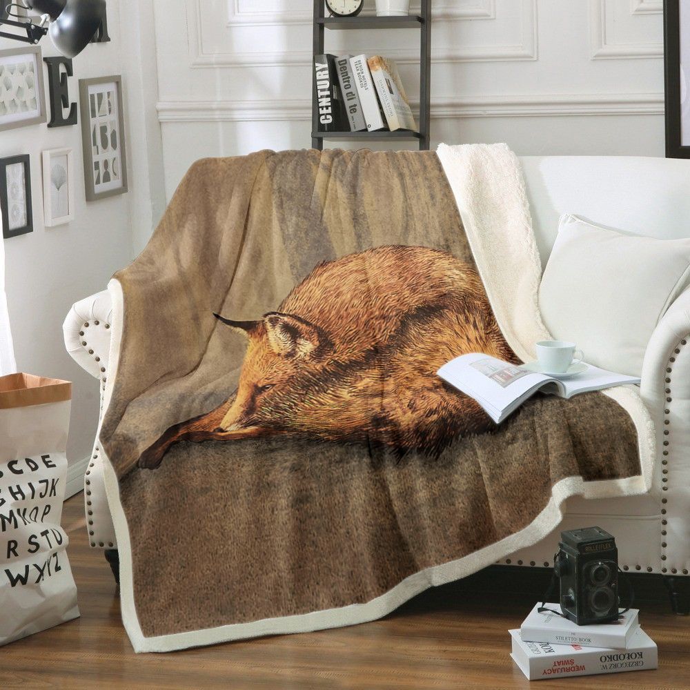 Fox Sherpa Fleece Blanket