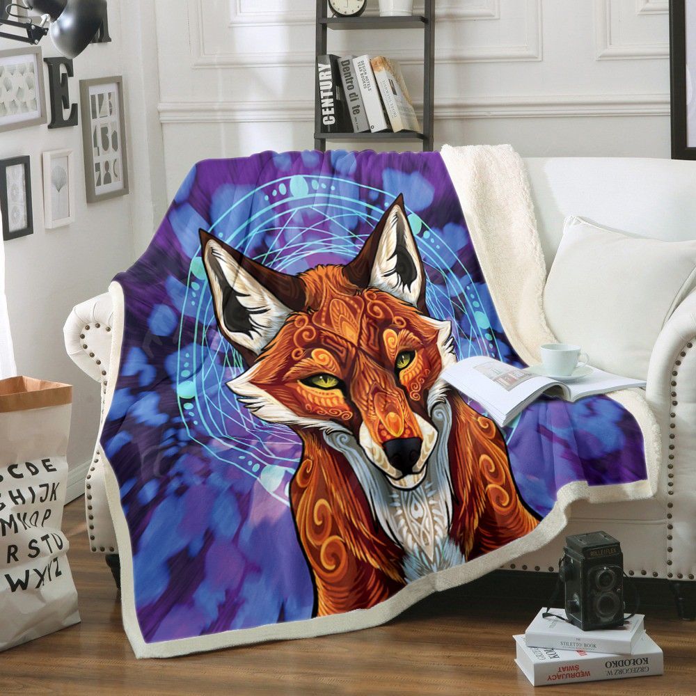 Fox Sherpa Fleece Blanket